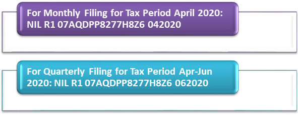 Monthly Filing for Tax Period April 2020