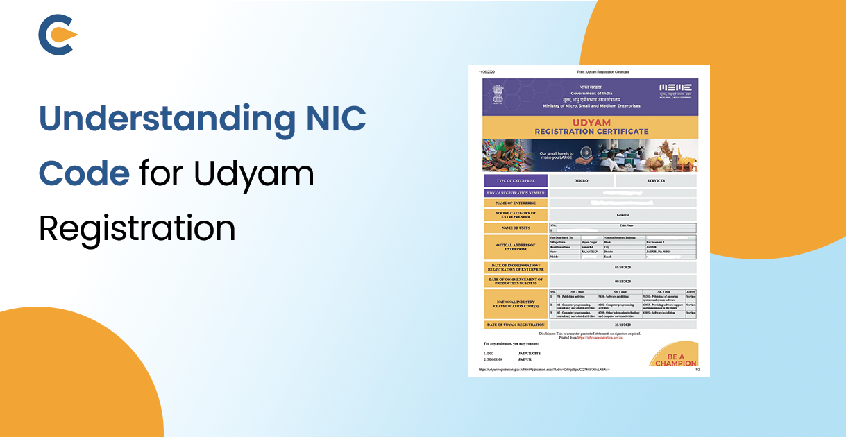 NIC Code for Udyam Registration