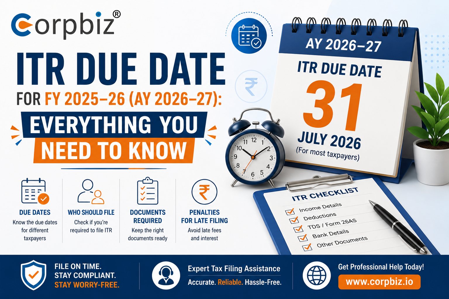 ITR Due Date for FY 2025–26 (AY 2026–27): Everything You Need to Know