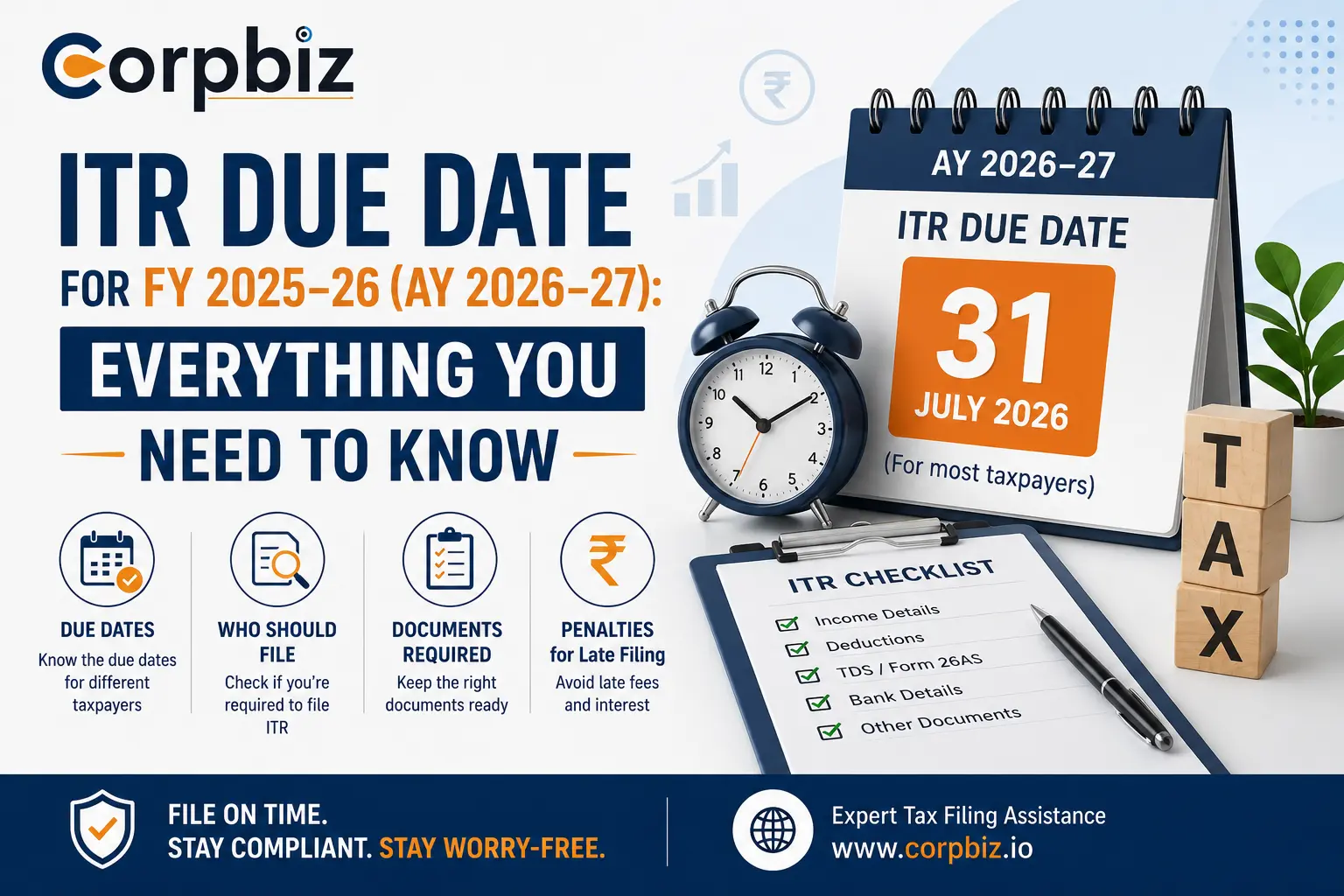 ITR Due Date for FY 2025–26 (AY 2026–27): Everything You Need to Know